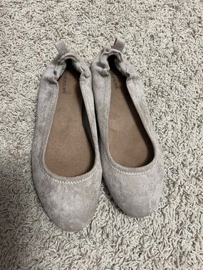Maurices Taupe Suede Elastic-Back Ballet Flats